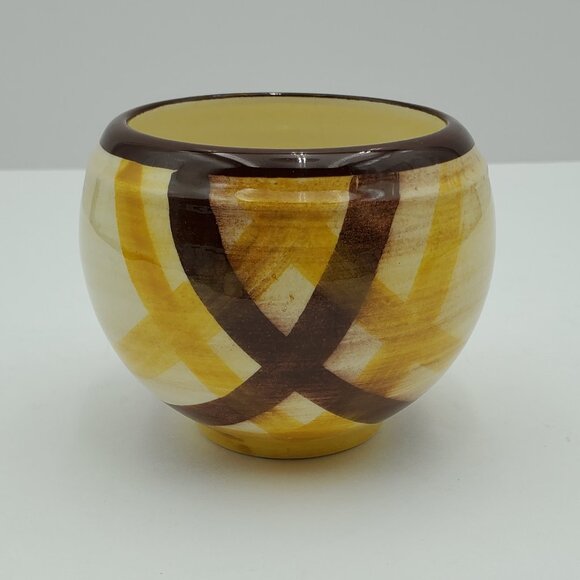 Metlox Poppytrail Vernon Organdie Sugar Bowl with Lid Gold & Brown Plaid Bowl - Picture 7 of 9